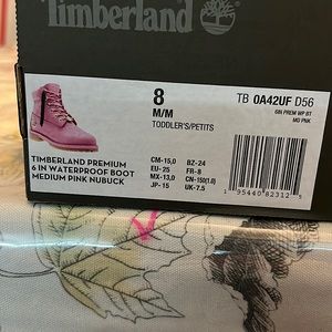 TODDLER- PINK TIMBERLAND WATER PROOF BOOT, Size 8 TODDLERS